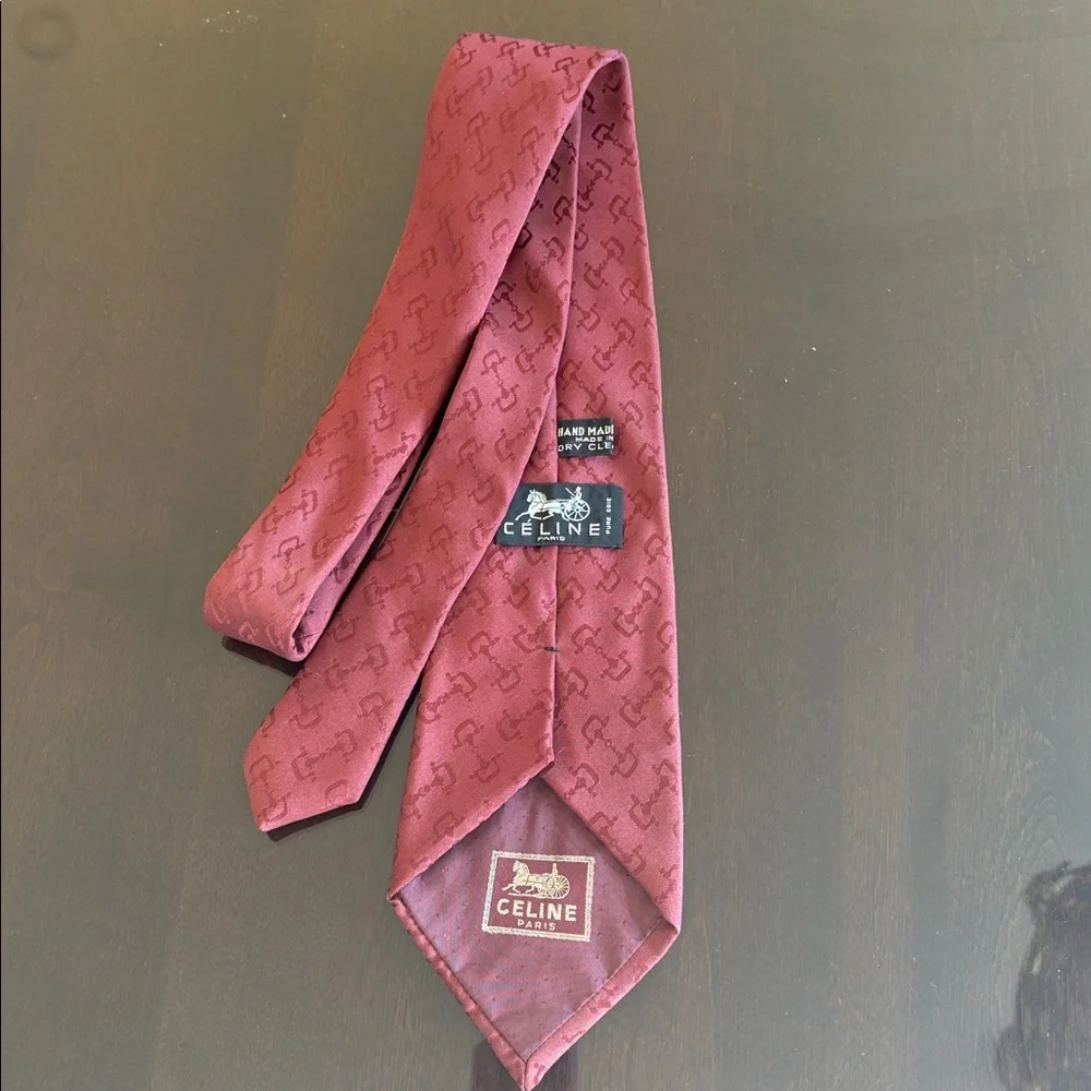 Celine Deep Red Patterned Tie - Picture 2 of 8